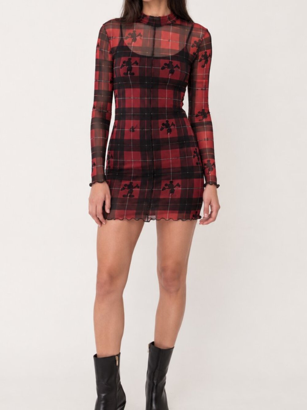 Disney Mickey Mesh Plaid Dress MEDIUM